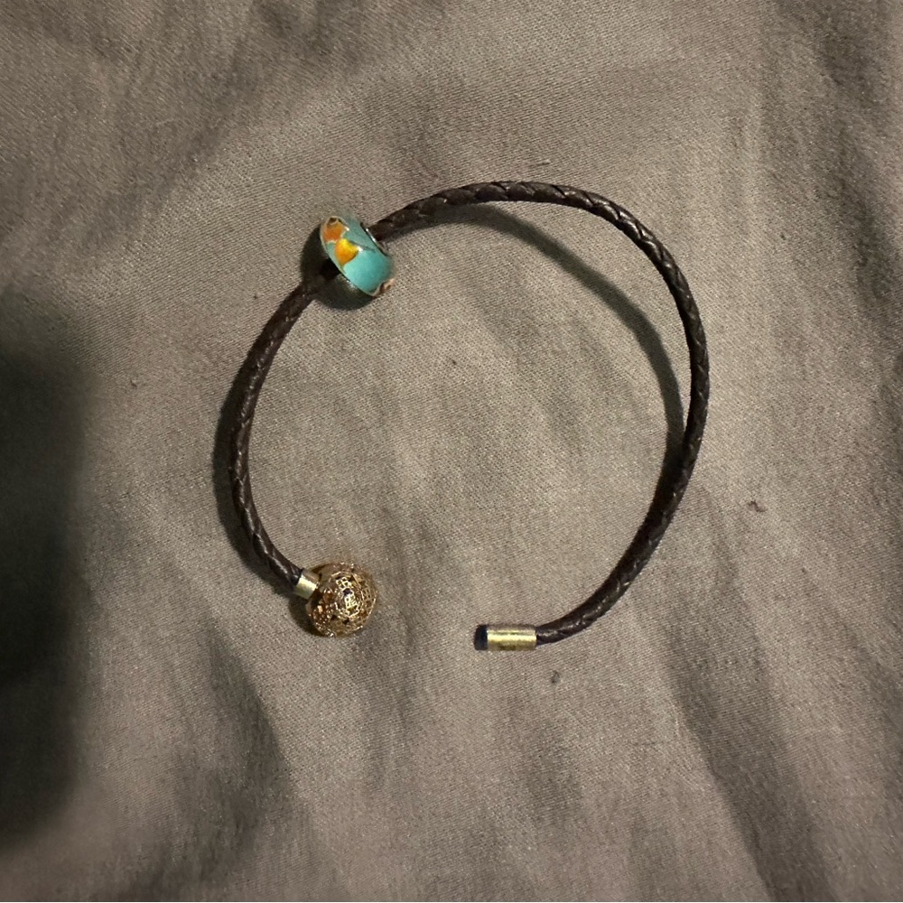 Pandora leather bracelet with fish 🐟 bead